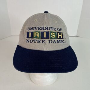 Notre Dame Irish Strapback Hat, Beige, Hammes Collection, Block Letter Vintage